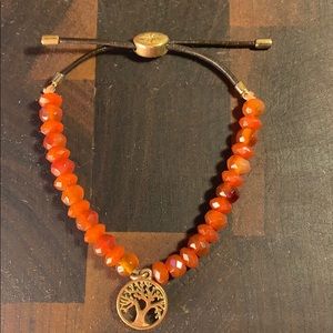 FOSSIL calcedony/leather adjustable bracelet